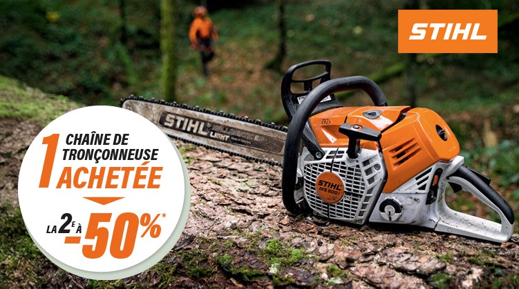 Chaîne de tronçonneuse STIHL : 1 achetée, la 2ème à -50 %*