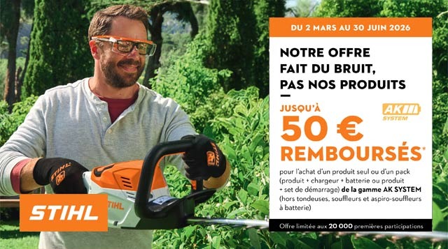 Promo Outillage STIHL : Jusqu'à 50€* remboursés sur le Système AK